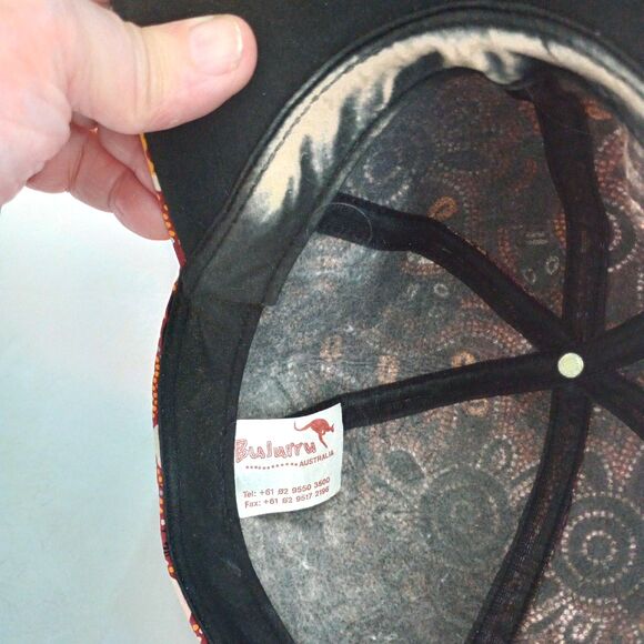 Bulurru Australian Hat 6 Panel Brown Aboriginal Art Water Hole Dreaming Cap - Picture 6 of 8